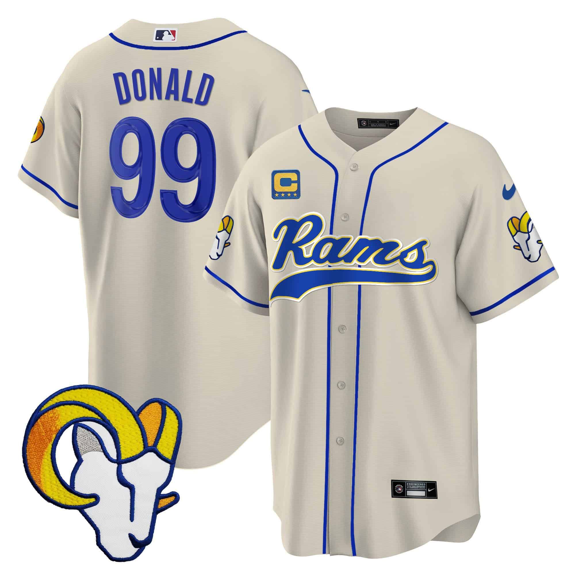 Men Los Angeles Rams #99 Donald Grey 2024 Nike Baseball NFL Jersey